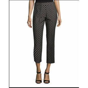 Kate Spade Pants Diamond Print Cigarette Ankle Crop Black Pink Size 4